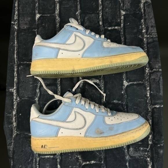 Vintage NIKE Air Force 1 Low Baby Sky Blue & White on Gum & Green - Picture 2 of 15